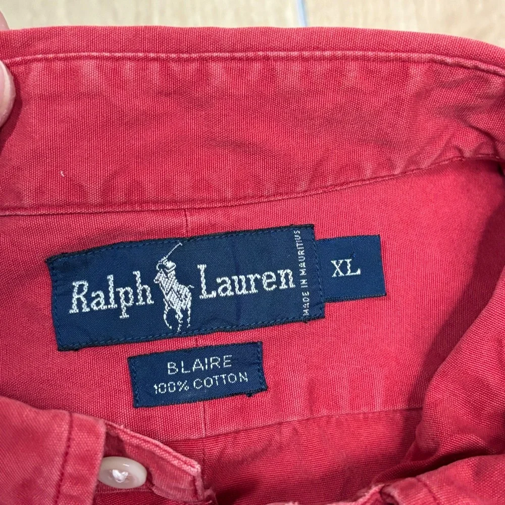 Polo Ralph Lauren Blaire Shirt Mens XL Red Cotton Long Sleeve Button Down Pony